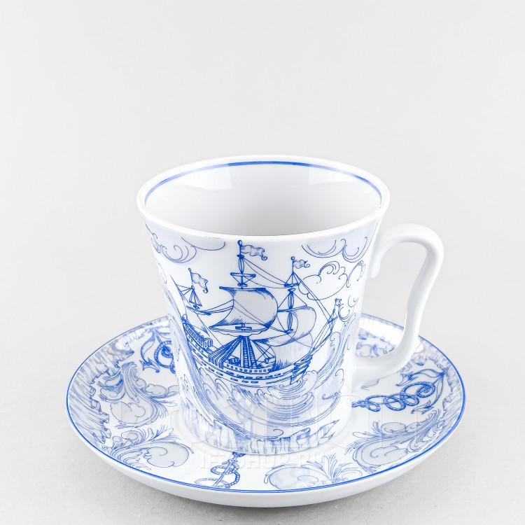 Бокал с блюдцем ф. Ленинградский рис. Бригантина в Москве