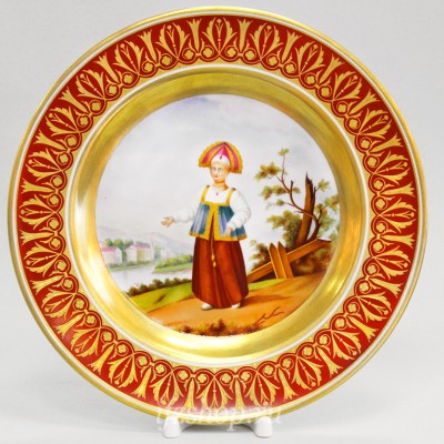 Декоративная тарелка 26.5 см рис. Гурьевский. Купчиха