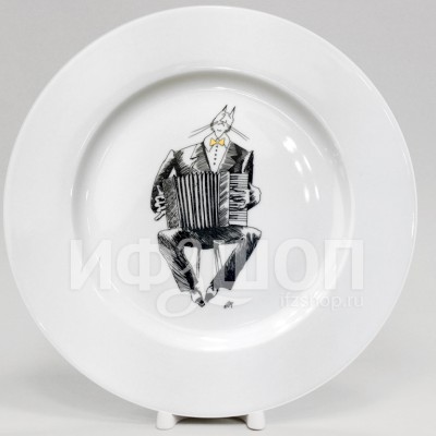 Декоративная тарелка 26.5 см рис. Котогармонист