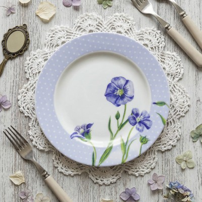 Тарелка плоская 20 см ф. Идиллия рис. Ситец. Лен