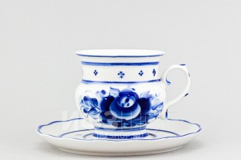 Чашка с блюдцем чайная ф. Голубка рис. Гжель