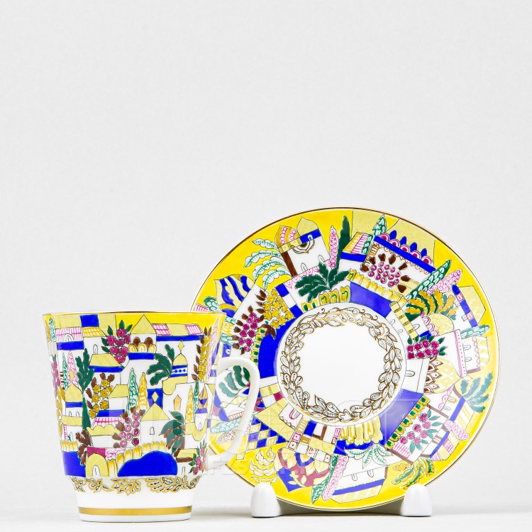 Чашка с блюдцем кофейная ф. Майская рис. Белые домики в Москве