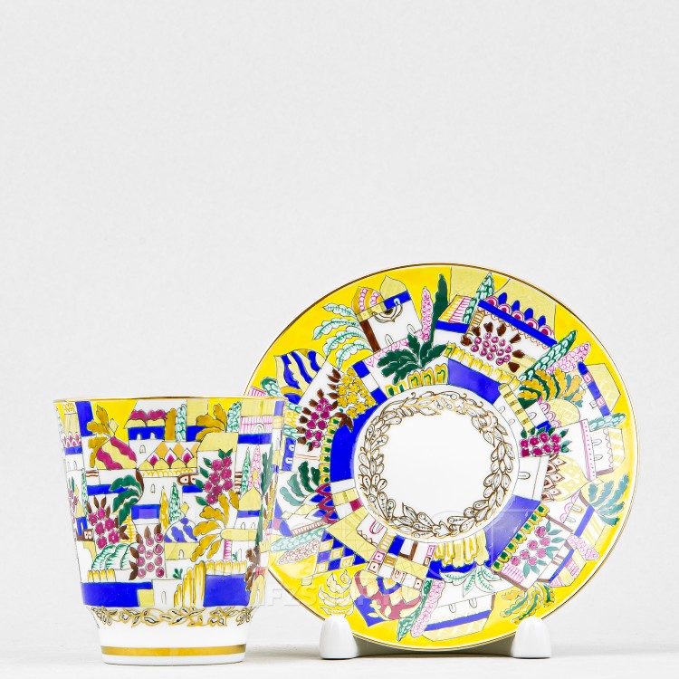 Чашка с блюдцем кофейная ф. Майская рис. Белые домики в Москве