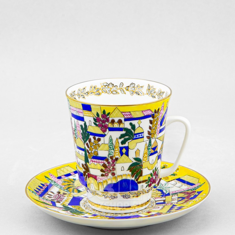 Чашка с блюдцем кофейная ф. Майская рис. Белые домики в Москве