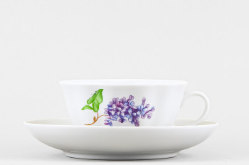 Чашка с блюдцем чайная ф. Тюльпан рис. Сирень без отводки