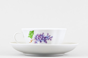 Чашка с блюдцем чайная ф. Тюльпан рис. Сирень без отводки