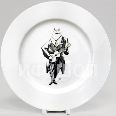 Декоративная тарелка 26.5 см рис. Котогитарист