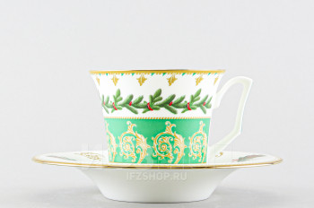 Чашка с блюдцем чайная ф. Юлия рис. Еловые веточки