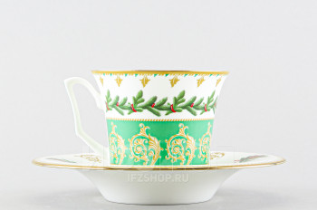 Чашка с блюдцем чайная ф. Юлия рис. Еловые веточки