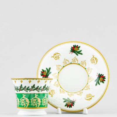 Чашка с блюдцем чайная ф. Юлия рис. Еловые веточки