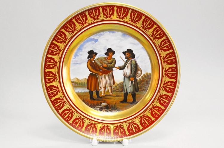 Декоративная тарелка 26.5 см рис. Гурьевский. Уличные торговцы в Москве