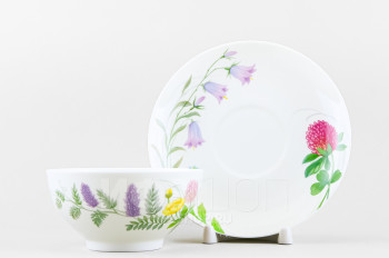 Чашка с блюдцем чайная ф. Купольная рис. Полевые цветы №1