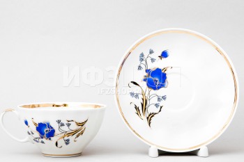 Чашка с блюдцем чайная ф. Белый лебедь рис. Синий мак