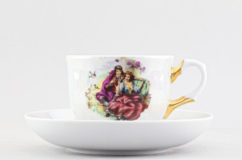 Чашка с блюдцем чайная ф. Тюльпан рис. Мадонна. Птичка