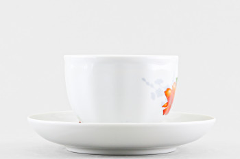 Чашка с блюдцем чайная ф. Гранатовый рис. Роза красная