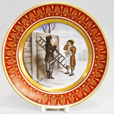 Декоративная тарелка 26.5 см рис. Гурьевский. Фонарщик
