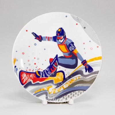 Декоративная тарелка 19.5 см рис. Сноуборд. Зимний спорт
