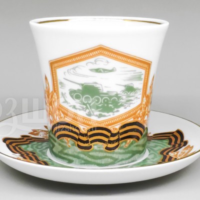 Бокал с блюдцем ф. Ленинградский рис. Танкисты