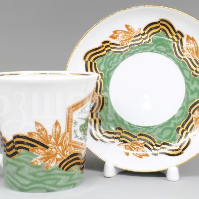 Бокал с блюдцем ф. Ленинградский рис. Танкисты