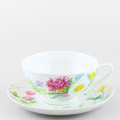 Чашка с блюдцем чайная ф. Купольная рис. Полевые цветы №2