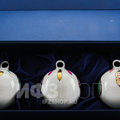 Набор елочных шаров рис. Рождественские сувениры, 3 предмета