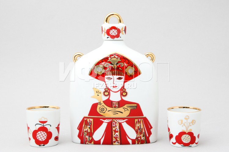 Набор для вина ф. Славянский рис. Девица, 3 предмета (деколь) 