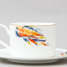 Чашка с блюдцем чайная ф. Премиум рис. Огненный цветок №1