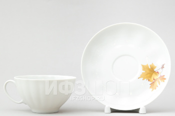 Чашка с блюдцем чайная ф. Белый лебедь рис. Клен