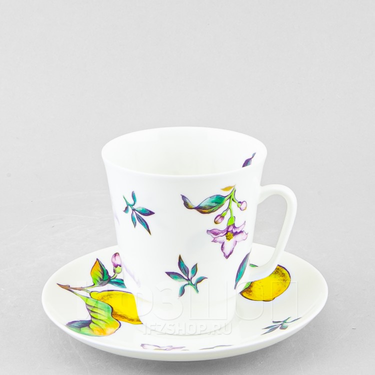 Чашка с блюдцем кофейная ф. Майская рис. Лимоны (микс) в Москве
