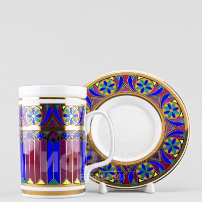 Бокал с блюдцем и крышкой рис. Готический 7