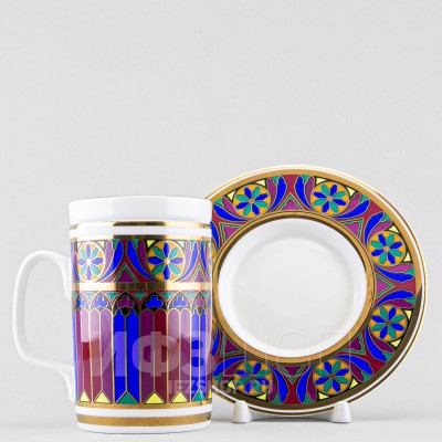 Бокал с блюдцем и крышкой рис. Готический 7