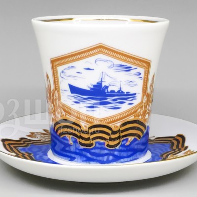 Бокал с блюдцем ф. Ленинградский рис. Морская слава