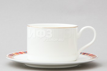 Чашка с блюдцем чайная ф. Премиум рис. Огненный цветок №2