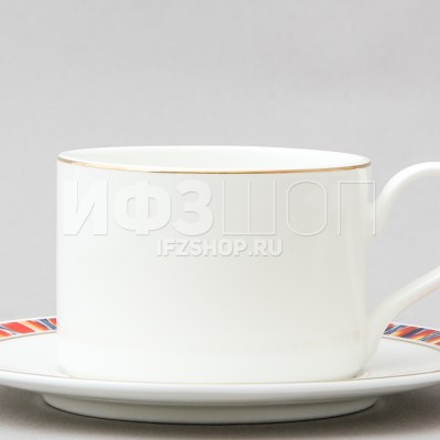 Чашка с блюдцем чайная ф. Премиум рис. Огненный цветок №2