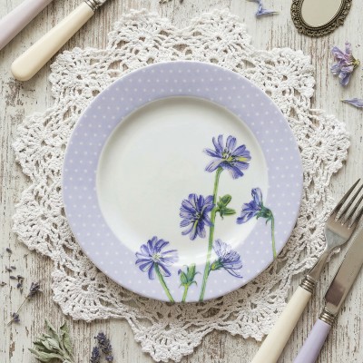 Тарелка плоская 20 см ф. Идиллия рис. Ситец. Цикорий