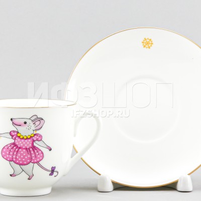 Чашка с блюдцем кофейная ф. Ландыш рис. Мышка Снежинка