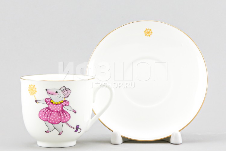 Чашка с блюдцем кофейная ф. Ландыш рис. Мышка Снежинка 