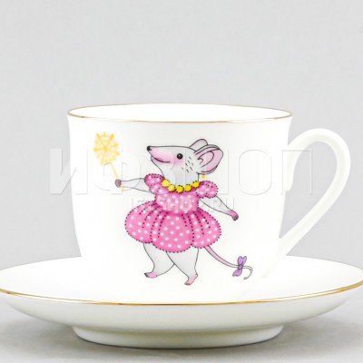 Чашка с блюдцем кофейная ф. Ландыш рис. Мышка Снежинка