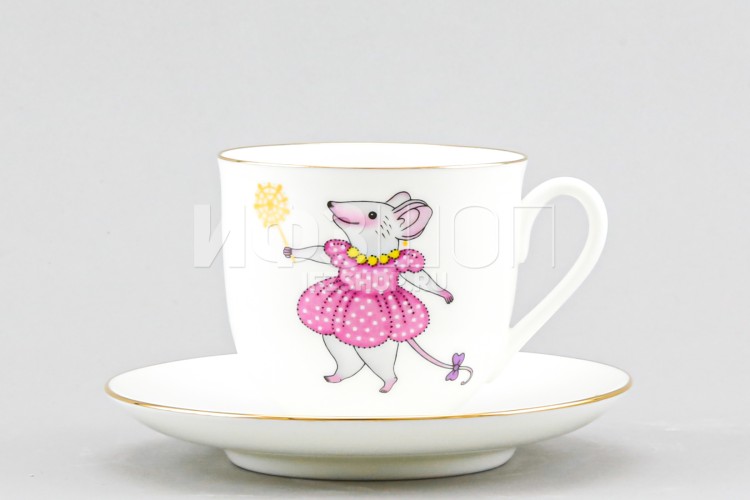 Чашка с блюдцем кофейная ф. Ландыш рис. Мышка Снежинка 