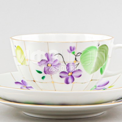 Комплект чайный ф. Тюльпан рис. Лесная фиалка