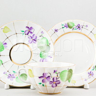 Комплект чайный ф. Тюльпан рис. Лесная фиалка