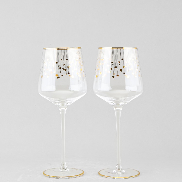 Набор из 2 бокалов для вина 430 мл рис. Азур золотой в Москве