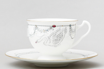 Чашка с блюдцем чайная ф. Айседора рис. Волшебное лебединое озеро №1