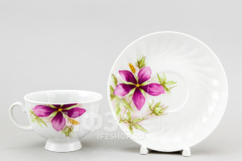 Чашка с блюдцем чайная ф. Голубая роза рис. Альпийские цветы