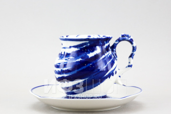 Чашка с блюдцем чайная ф. Голубая рапсодия рис. Брызги