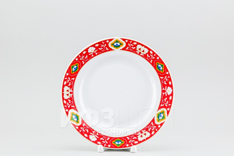 Тарелка плоская 20 см ф. Гладкий край рис. Красная пахта 