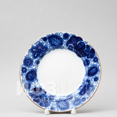 Тарелка плоская 18 см ф. Гладкая рис. Кобальтовое кружево