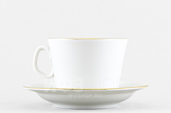 Чашка с блюдцем чайная ф. Молодежная рис. Золотая лента