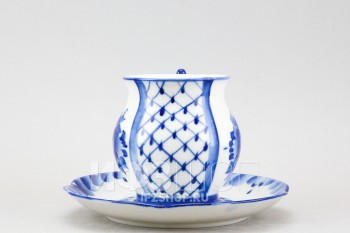 Чашка с блюдцем чайная ф. Голубая рапсодия рис. Гжель