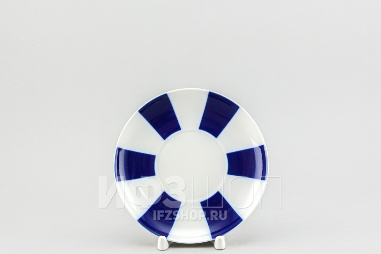 Блюдце для бокала ф. Ленинградский рис. Кобальтовые полосы (без золота) 